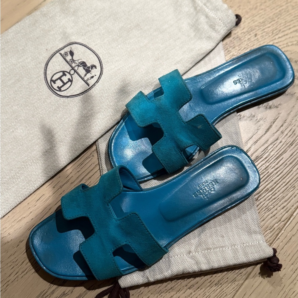 Hermes Teal Women's Flats